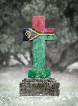 Old weathered gravestone in the cemetery - Vanuatu