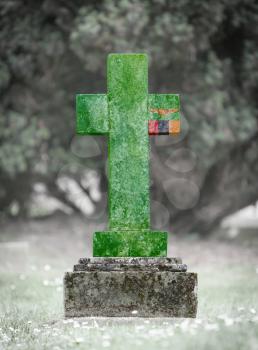 Old weathered gravestone in the cemetery - Zambia