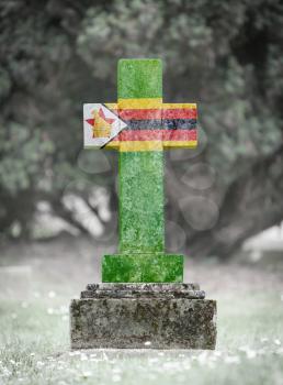 Old weathered gravestone in the cemetery - Zimbabwe
