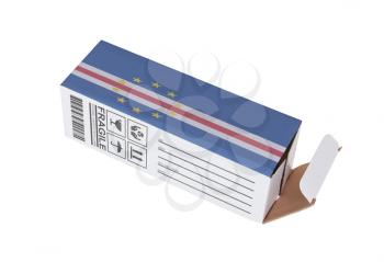 Concept of export, opened paper box - Product of Cape Verde