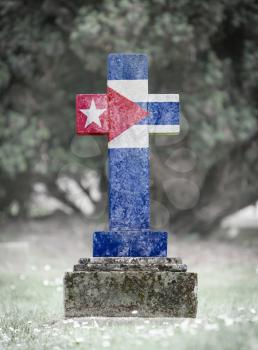 Old weathered gravestone in the cemetery - Cuba