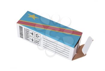 Concept of export, opened paper box - Product of Congo