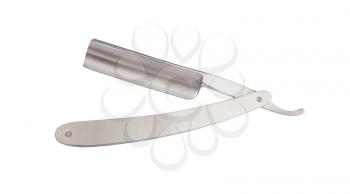 Used classic straight razor, old style - isolated on white
