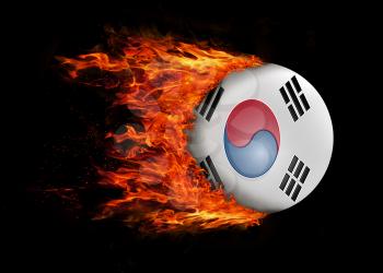 Concept of speed - Flag with a trail of fire - South Korea