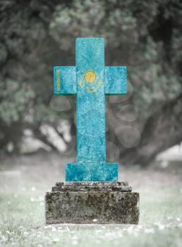 Old weathered gravestone in the cemetery - Kazakhstan