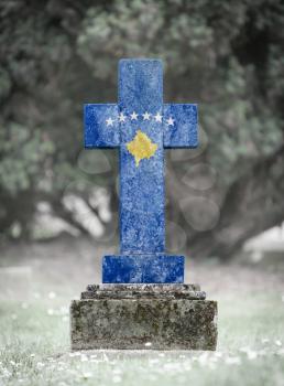 Old weathered gravestone in the cemetery - Kosovo