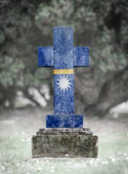 Old weathered gravestone in the cemetery - Nauru