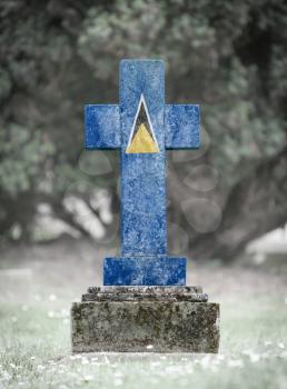 Old weathered gravestone in the cemetery - Saint Lucia