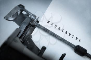 Vintage inscription made by old typewriter, Newsletter