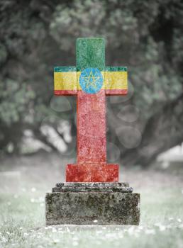 Old weathered gravestone in the cemetery - Ethiopia