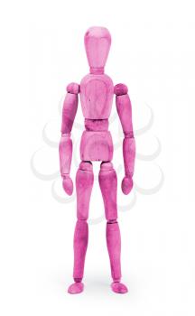 Wood figure mannequin with bodypaint on white background - Pink