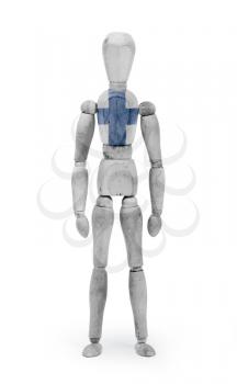 Wood figure mannequin with flag bodypaint on white background - Finland