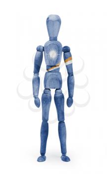 Wood figure mannequin with flag bodypaint on white background - Marshall Islands