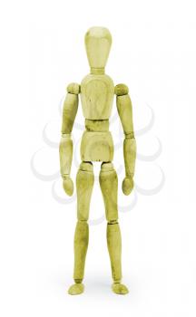 Wood figure mannequin with bodypaint on white background - Yellow