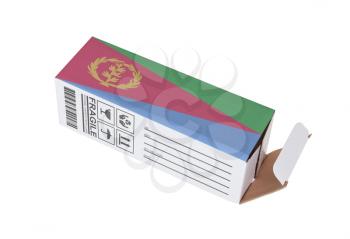 Concept of export, opened paper box - Product of Eritrea
