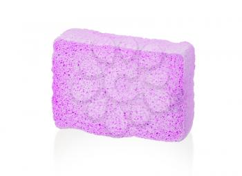 Simple old purple sponge isolated on white