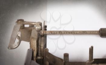 Typewriter detailed macro closeup, blank empty textured copy space