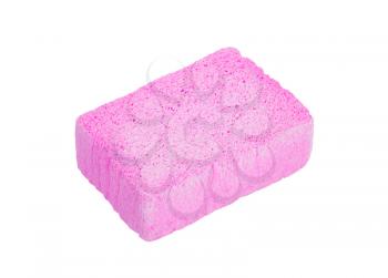 Simple old pink sponge isolated on white