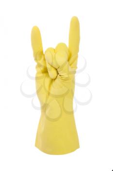 Cleaning glove rocking, isolated on a white background