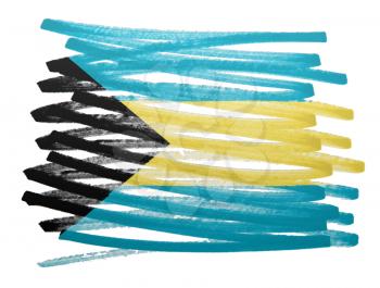 Flag illustration made with pen - Bahamas