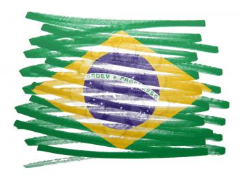 Flag illustration made with pen - Brazil