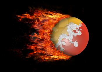 Concept of speed - Flag with a trail of fire - Bhutan