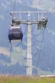 Ski lift cable booth or car, Switzerland in summer