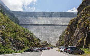 GRANDE DIXENCE, SWITSERLAND - July 20, 2015. The Grande Dixence is the highest gravity dam in the world (285m) on July 20, 2015