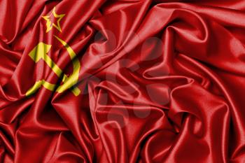 Large satin flag waving - flag of the USSR
