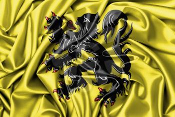 Large satin flag waving - flag of Flanders