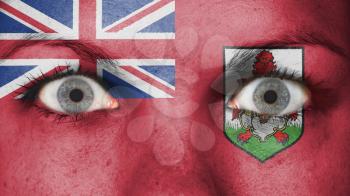 Women eye, close-up, eyes wide open, flag of Bermuda