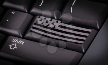 Flag on button keyboard, flag of Brittany
