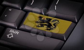 Flag on button keyboard, flag of Flanders