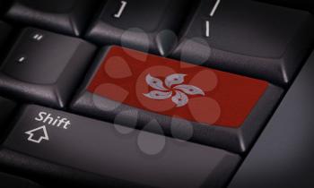 Flag on button keyboard, flag of Hong Kong