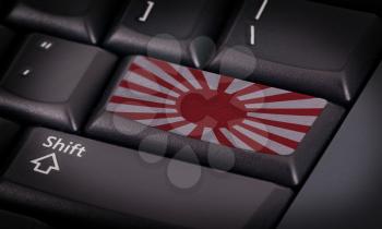 Flag on button keyboard, flag of Japan