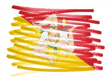 Flag illustration made with pen - Sicily