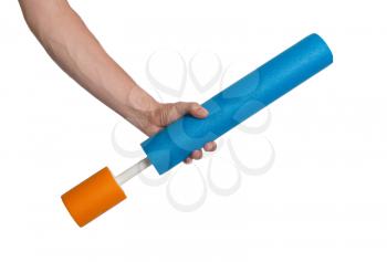 Foam water cylinder tube toy,  isolated on white