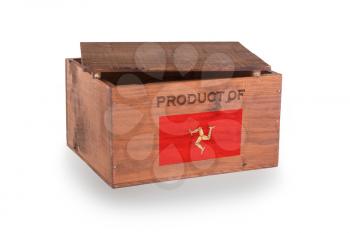 Wooden crate isolated on a white background, product of Isle of Man