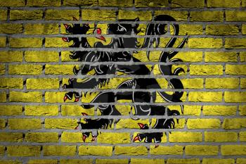 Dark brick wall texture - flag painted on wall - Flanders