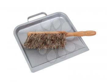 Cleaning set of dust pan and brush