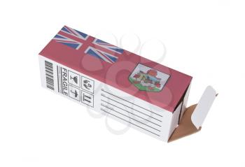 Concept of export, opened paper box - Product of Bermuda