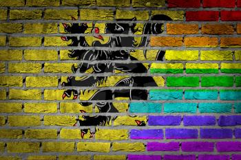 Dark brick wall texture - flag painted on wall - Flanders