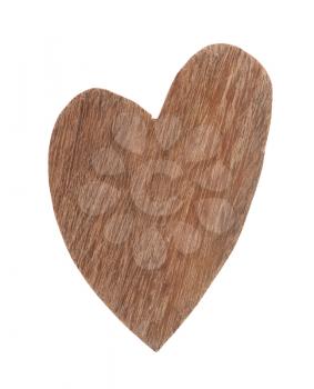 Wooden heart shape isolated on white background
