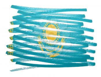 Flag illustration made with pen - Kazakhstan