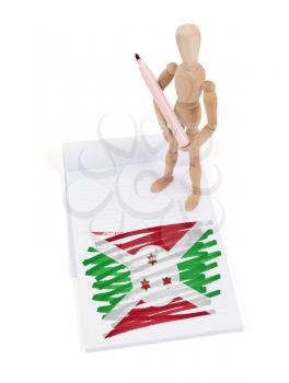 Wooden mannequin made a drawing of a flag - Burundi