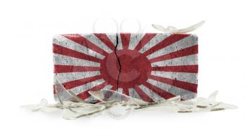 Rough broken brick, isolated on white background, flag of Japan