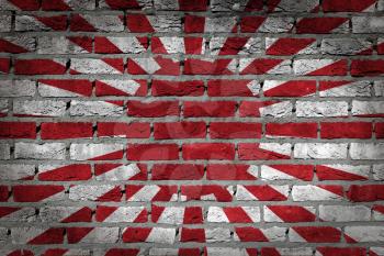 Dark brick wall texture - flag painted on wall - Japan