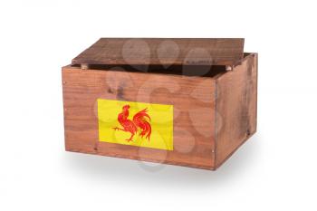Wooden crate isolated on a white background, product of Wallonia