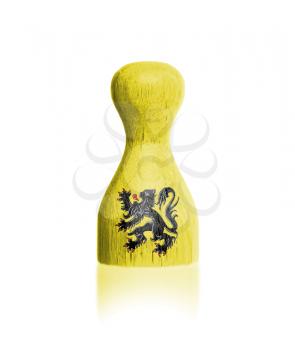 Wooden pawn with a painting of a flag, Flanders