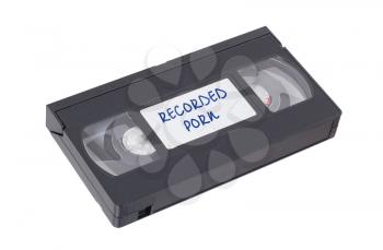 Retro videotape isolated on a white background, recorded porn